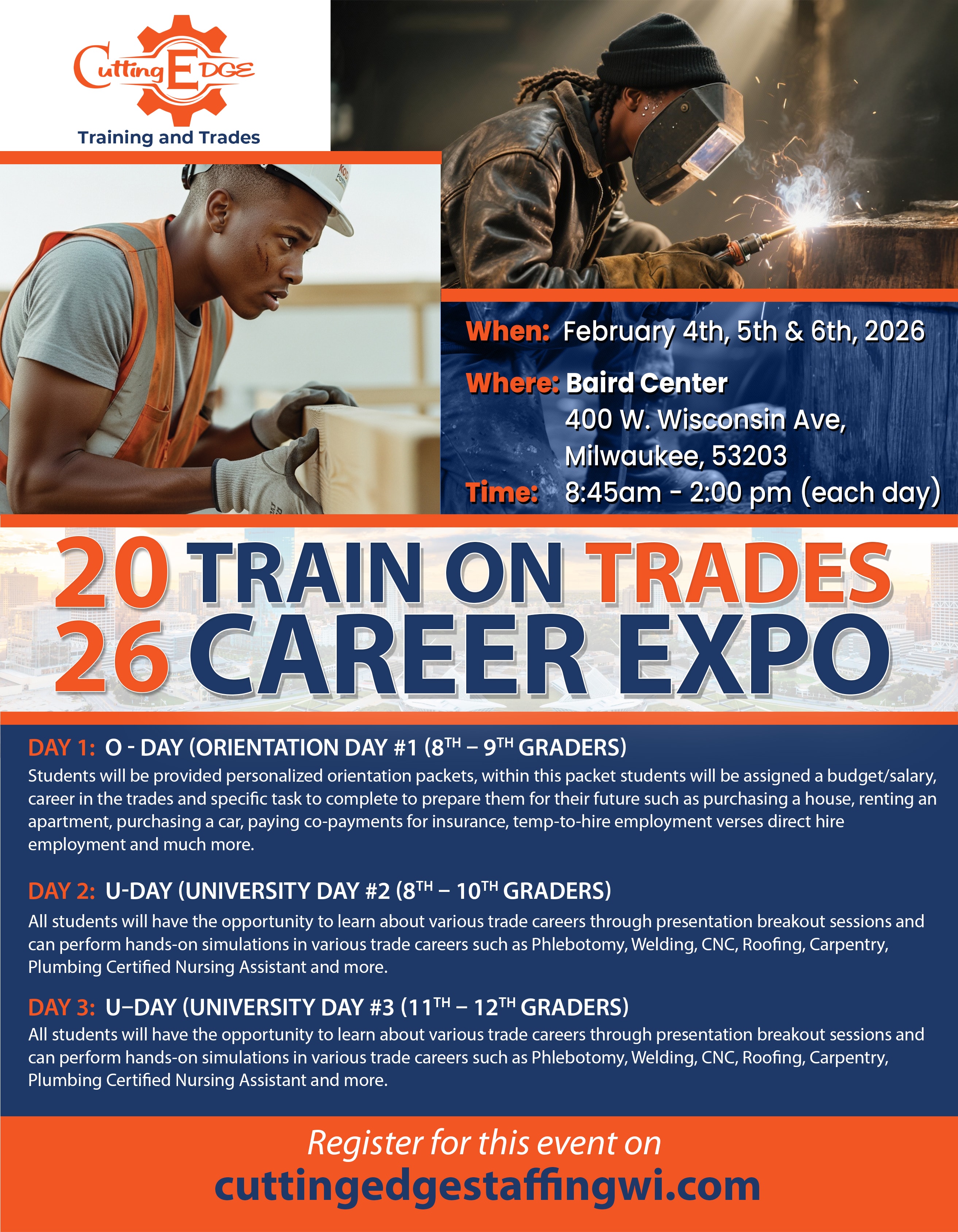 2026 Train on Trades Career Expo flyer